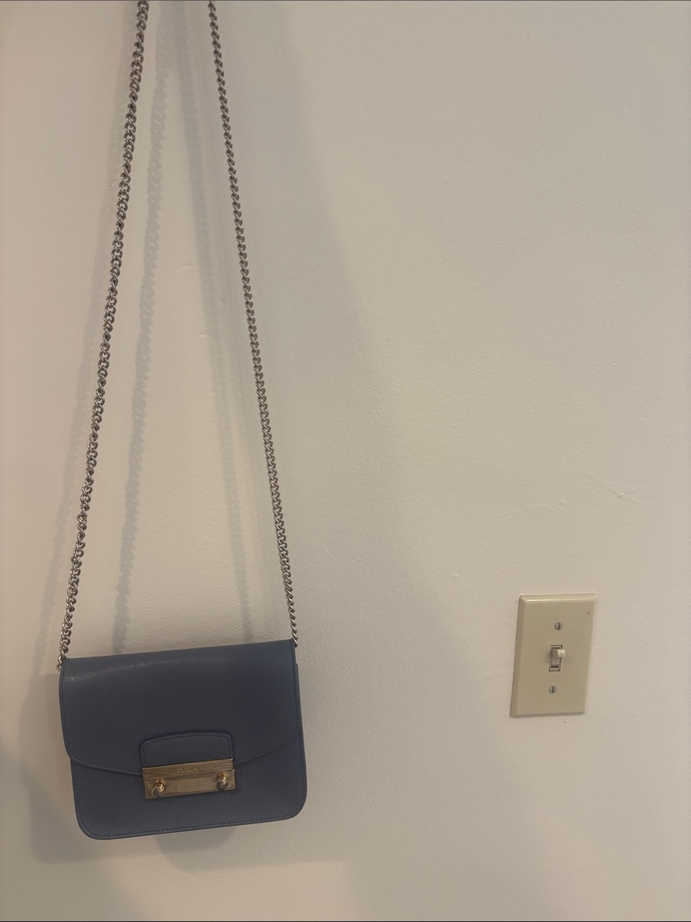 Furla Saffiano Leather Crossbody in Light Gray with Gold Plate - Picture 4 of 14